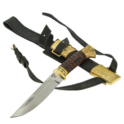 Нож пластунский Витязь-2 (сталь 95Х18, рукоять венге, худож. литье) 9102