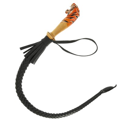 Нагайка "Тигр" с резной рукоятью (натуральная кожа) 11202
