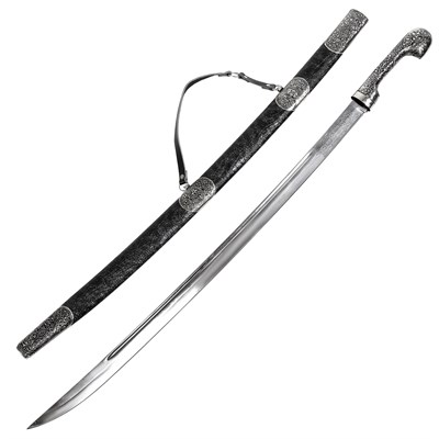 Кавказская шашка Шамиль (ножны – мельхиор и натур.кожа) 6266 - фото 16267