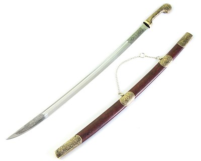 Кавказская шашка Шамиль №4 (ножны – латунь и натур.кожа) 2386 - фото 16356
