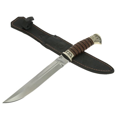 Нож пластунский (сталь 65Х13, рукоять венге, худож. литье) 11260 - фото 16632