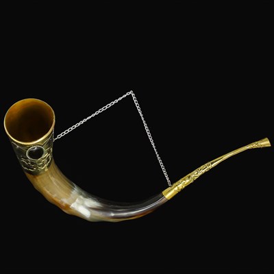 Кавказский рог бычий (отделка - латунь с медальонами) 19953