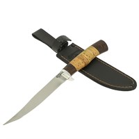 Нож Пескарь (сталь 65Х13, рукоять дерево, береста) 10516