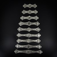 Нагрудники мельхиоровые ручной работы на женский костюм мастера Магомеда Идрисова (9 элементов) 4151