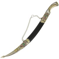 Кинжал (турецкий ятаган) Янычар (ножны – мельхиор, эмаль, натур.кожа) 7387
