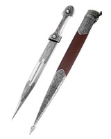 Кавказский кинжал Ирбис №1 (ножны мельхиор, натуральная кожа) 2804