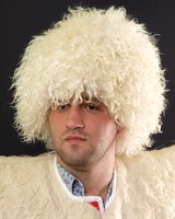 Кавказская папаха чабанская белая из натуральной козлиной шкуры 726