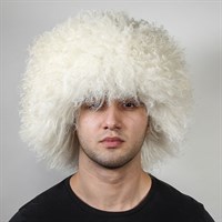 Кавказская папаха Хабиба белая из натуральной овчины 5019