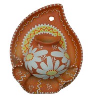 Сувенирная глиняная тарелочка ручной работы "Большой кувшин" в ассортименте ромашка