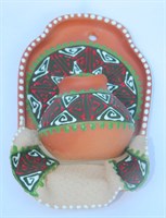 Сувенирная глиняная тарелочка ручной работы "Большой кувшин" в ассортименте красный