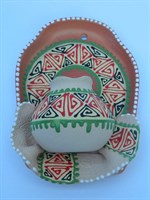 Сувенирная глиняная тарелочка ручной работы "Большой кувшин" в ассортименте белый