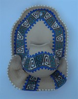 Сувенирная глиняная тарелочка ручной работы "Большой кувшин" в ассортименте синяя
