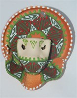 Сувенирная глиняная тарелочка ручной работы "Кувшинчик" зеленая