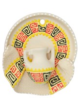 Сувенирная глиняная тарелочка ручной работы "Кувшинчик" желтая