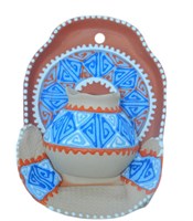 Сувенирная глиняная тарелочка ручной работы "Большой кувшин" в ассортименте