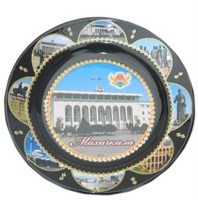 Сувенирная керамическая тарелочка цветная "Махачкала" черная