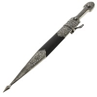 Кавказский кинжал Ирбис №1 (ножны - натуральная кожа, мельхиор) 7739