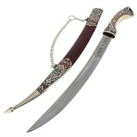Кинжал (турецкий ятаган) Янычар (ножны мельхиор, эмаль, натуральная кожа) 7028