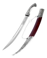 Кинжал (турецкий ятаган) Янычар №2 (ножны – мельхиор и натур.кожа) 2596