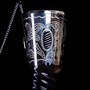 Элитный рог кавказского тура с пиалой и медальонами-камнями мельхиоровый 2874