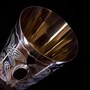 Элитный рог кавказского тура с пиалой и медальонами-камнями мельхиоровый 2874