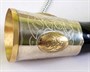 Элитный подарочный рог кавказского тура мельхиоровый с медальонами (33-35 см) 2437
