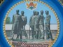 Сувенирная керамическая тарелочка цветная "Махачкала" синяя 143